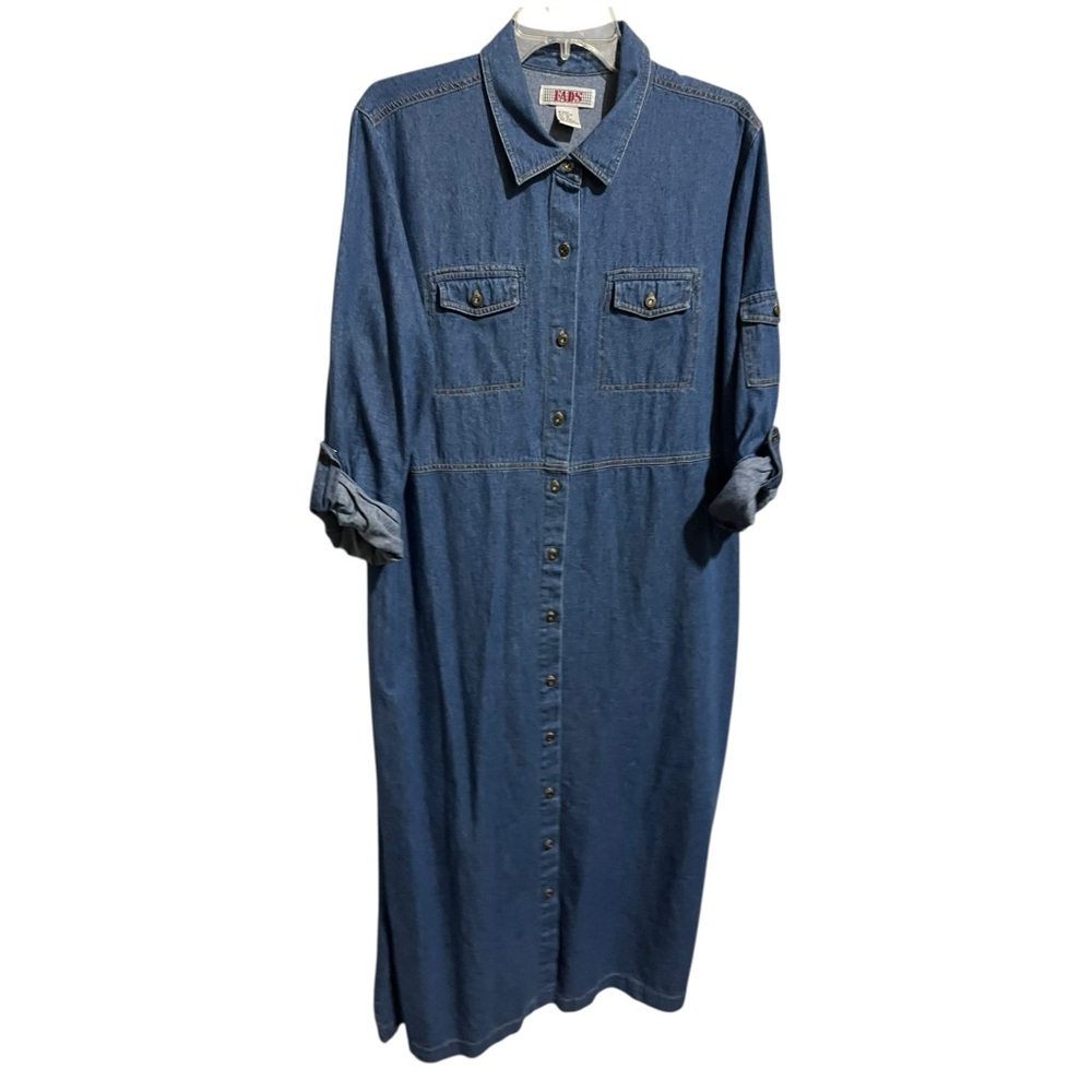 VTG FADS Denim Button-Up Dress Sz 16
